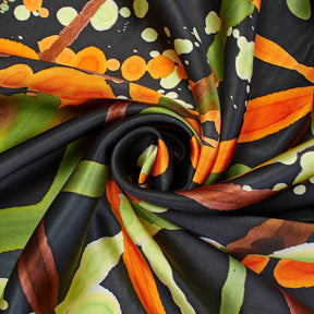 Abstract Painted Printed Charmeuse Satin