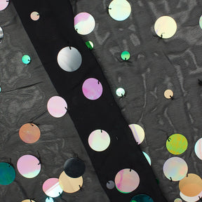 Multicolor Holographic Paillette Sequin on Mesh Fabric