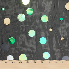 Multicolor Holographic Paillette Sequin on Mesh Fabric