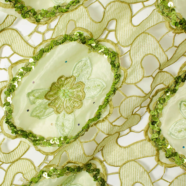 Olive Daffodil Lace with Sequins