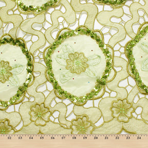 Olive Daffodil Lace with Sequins