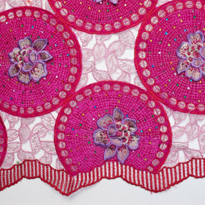 Floral Rhinestone Doily On Chemical Mesh