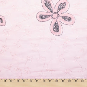 Pink Floral Embroidery on Georgette