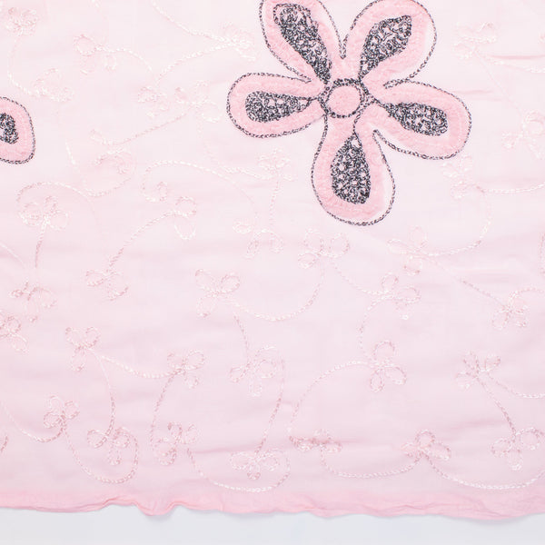 Pink Floral Embroidery on Georgette