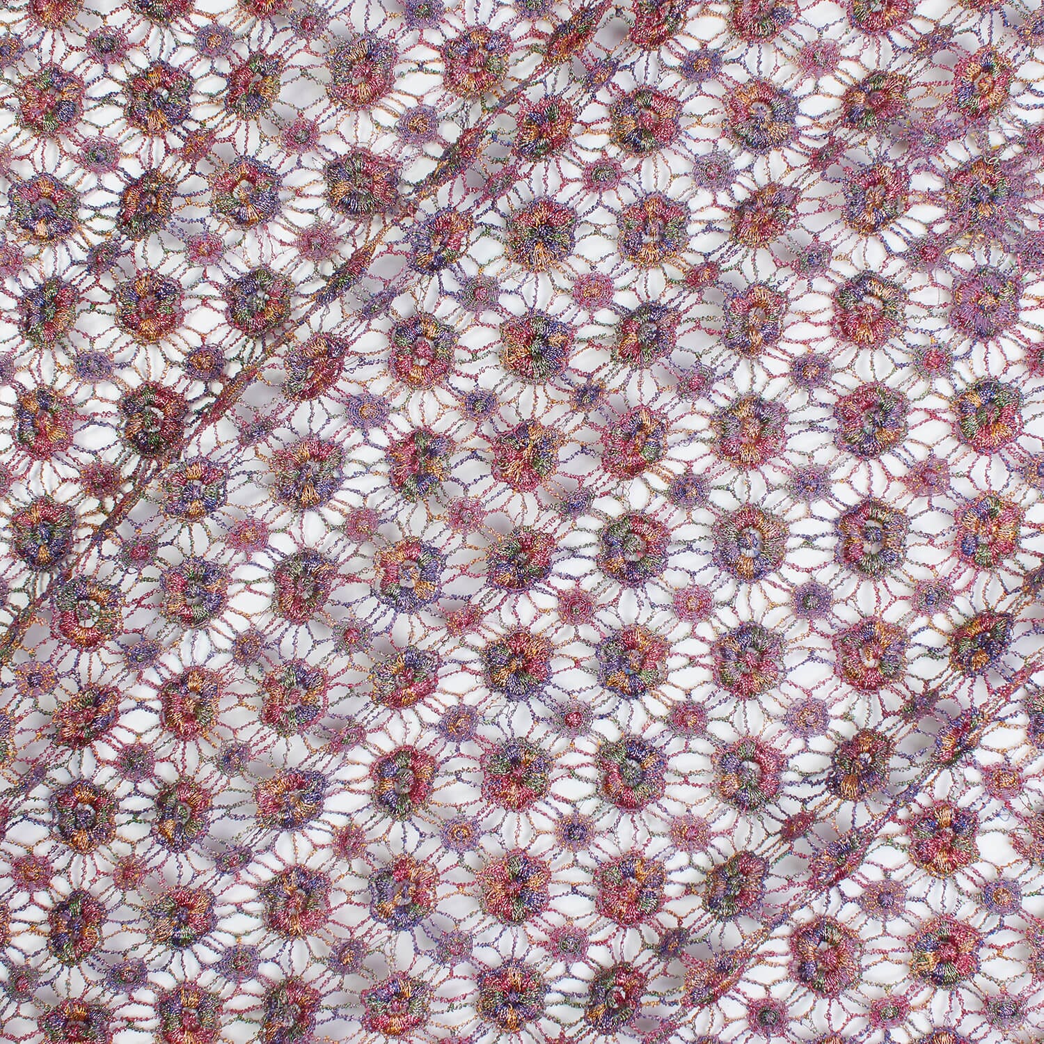 Multi Color Metallic Yarn Chemical Lace Fabric SV576095 Flamingo 1