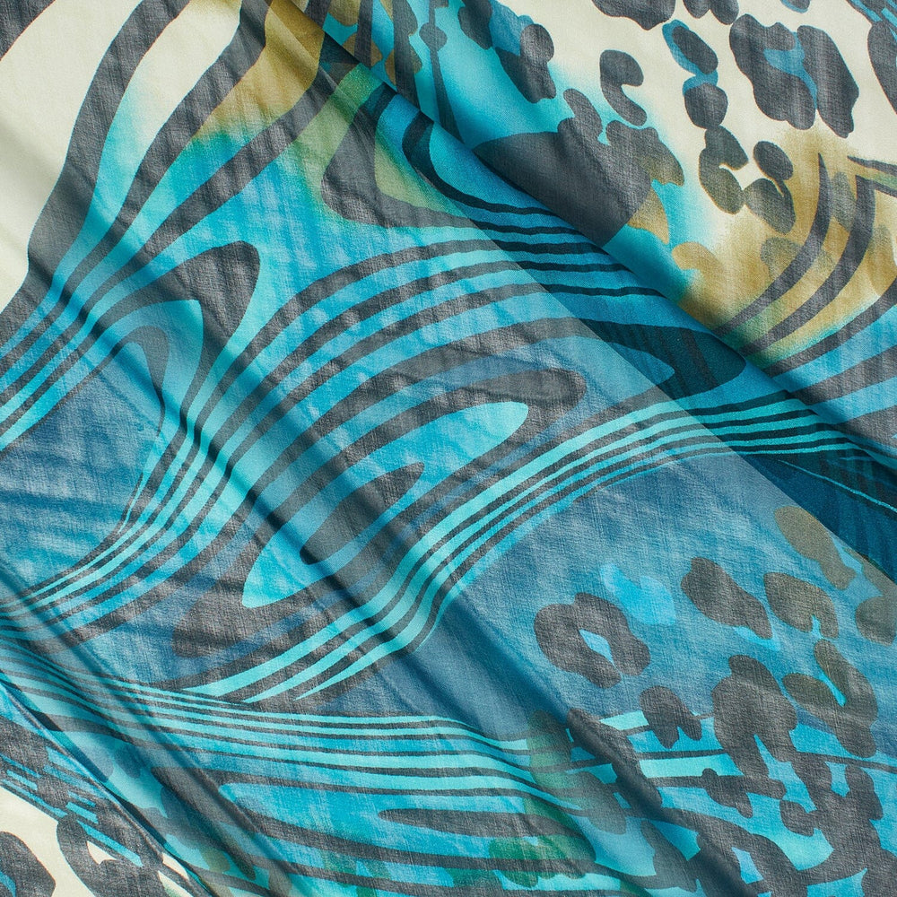 Abstract Animal Print Printed Silk Chiffon Fabric SV582037 Blue 1