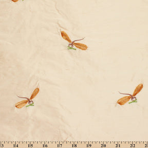 Embroidered Velvet Dragon Flies On Silk Taffeta