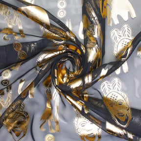 Metallic Foil Tribal Chiffon