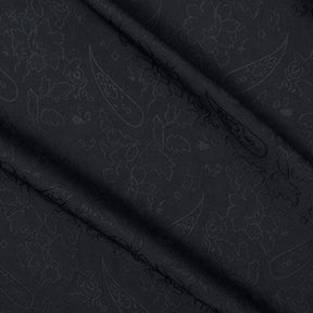 Black Paisley Floral Brocade Jacquard