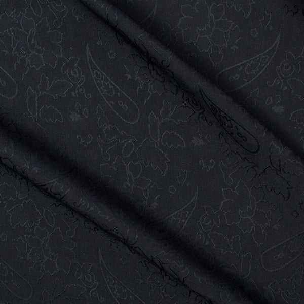 Black Paisley Floral Brocade Jacquard