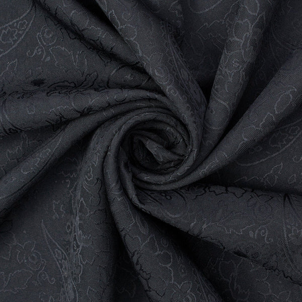 Black Paisley Floral Brocade Jacquard