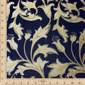 Extra Wide Bloom Upholstery Jacquard Fabric SV571011 Navy Blue / Gold Image A9
