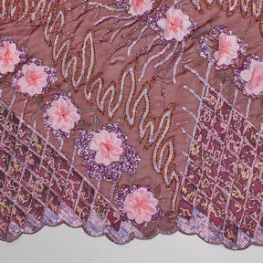 Floral Beaded Sequins Patch on Georgette Lace