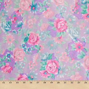 Rosey Embroidered Flowers On Floral Printed Organza