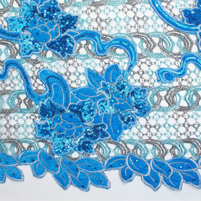 Floral Velvet Chemical Metallic Lace with Sequins & Rhinestones