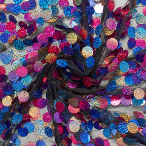 Multi Color Holographic Paillette Sequins On Mesh (58 Inch)