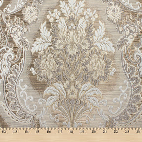 Floral Bouquet Extra Wide Metallic Damask Upholstery Jacquard