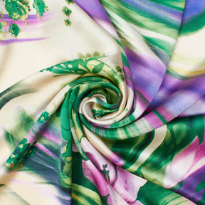 Boomerang Abstract Floral Vine Printed Charmeuse Satin