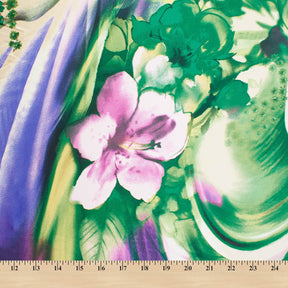 Boomerang Abstract Floral Vine Printed Charmeuse Satin