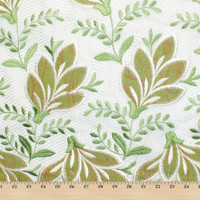 Sparkled Mint Leaves Metallic Embroidery Lace