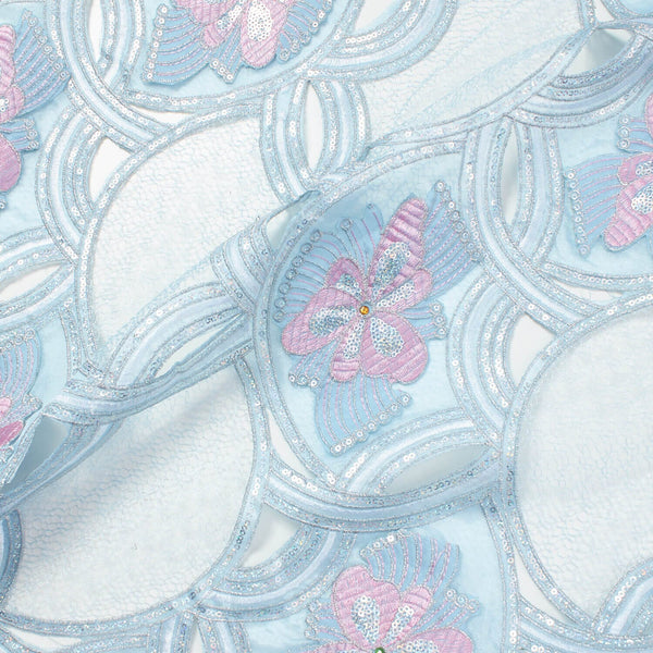 Baby Blue Butterfly Patch Chemical Lace