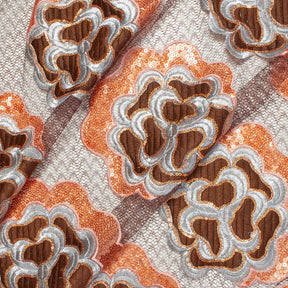 Marigold Floral Embroidery On Mesh