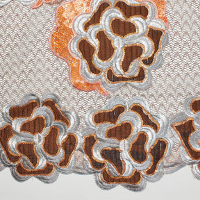 Marigold Floral Embroidery On Mesh