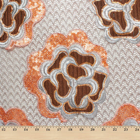 Marigold Floral Embroidery On Mesh