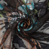 Floral Medley Burnout Silk Satin On Chiffon