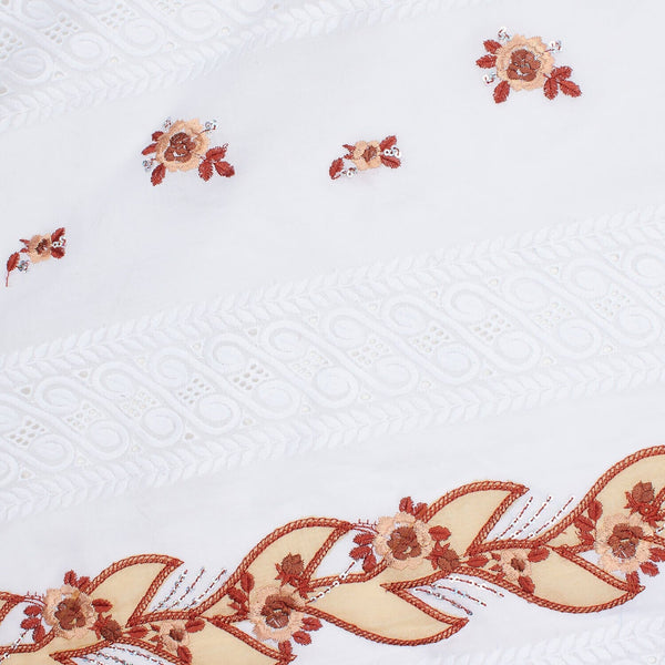 Spring Sequin Embroidered Flowers On Eyelet Voile