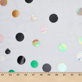 Multicolor Holographic Paillette Sequin on Mesh Fabric