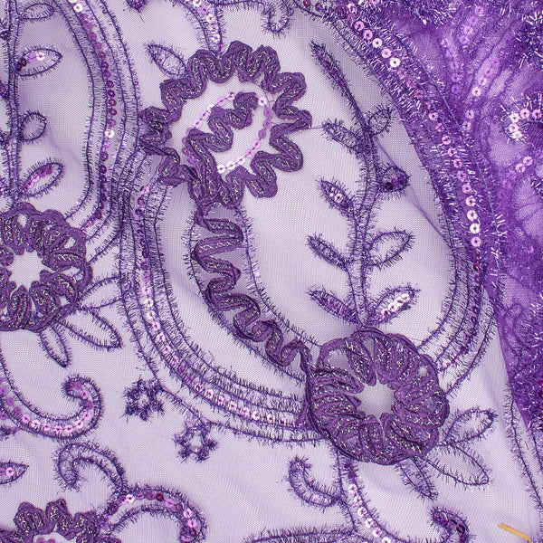 Floral Sequin Embroidery On Mesh