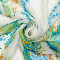 Abstract Floral Bouquet & Vine Printed Silk Chiffon