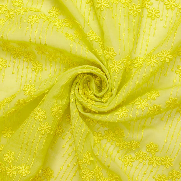 Lemon Flower Embroidery on Voile