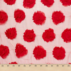 Red Rosette on Mesh