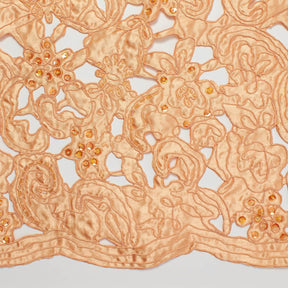 Peach Corded Floral Taffeta