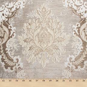 Grand Extra Wide Metallic Damask Upholstery Jacquard