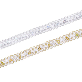 1 2 Inch Daisy Scroll Scalloped Holographic Metallic Corded Sequin Trim Group