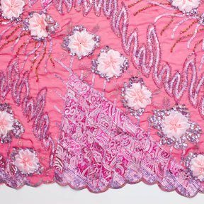 Floral Beaded Sequins Patch on Georgette Lace