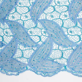 Embroidered Rhinestone Leaves On Chemical Mesh