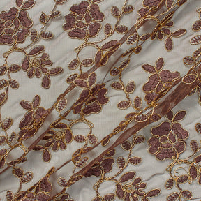 Brown Metallic Corded Tulip Lace