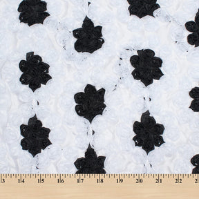 White & Black Ribbon Rosette on Taffeta