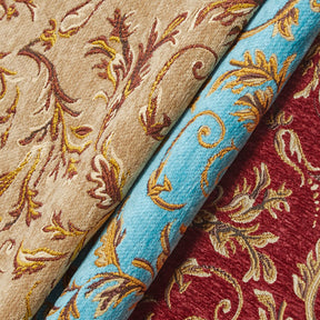 Floral Scroll Metallic Chenille Upholstery Jacquard