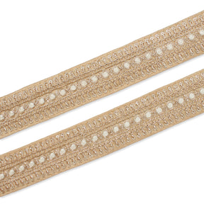 1.5 Inch Floral Petal Corded Two Tone Woven Trim