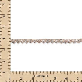 1/2 Inch Metallic Ribbon & Cording On Pearly Beaded Fabric Trim SV583278-HP Copper / Silver Image A9