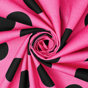 Extra Large Polka Dot Cotton Poplin Fabric 58 60 Inch SV576933 Fuchsia / Black A2