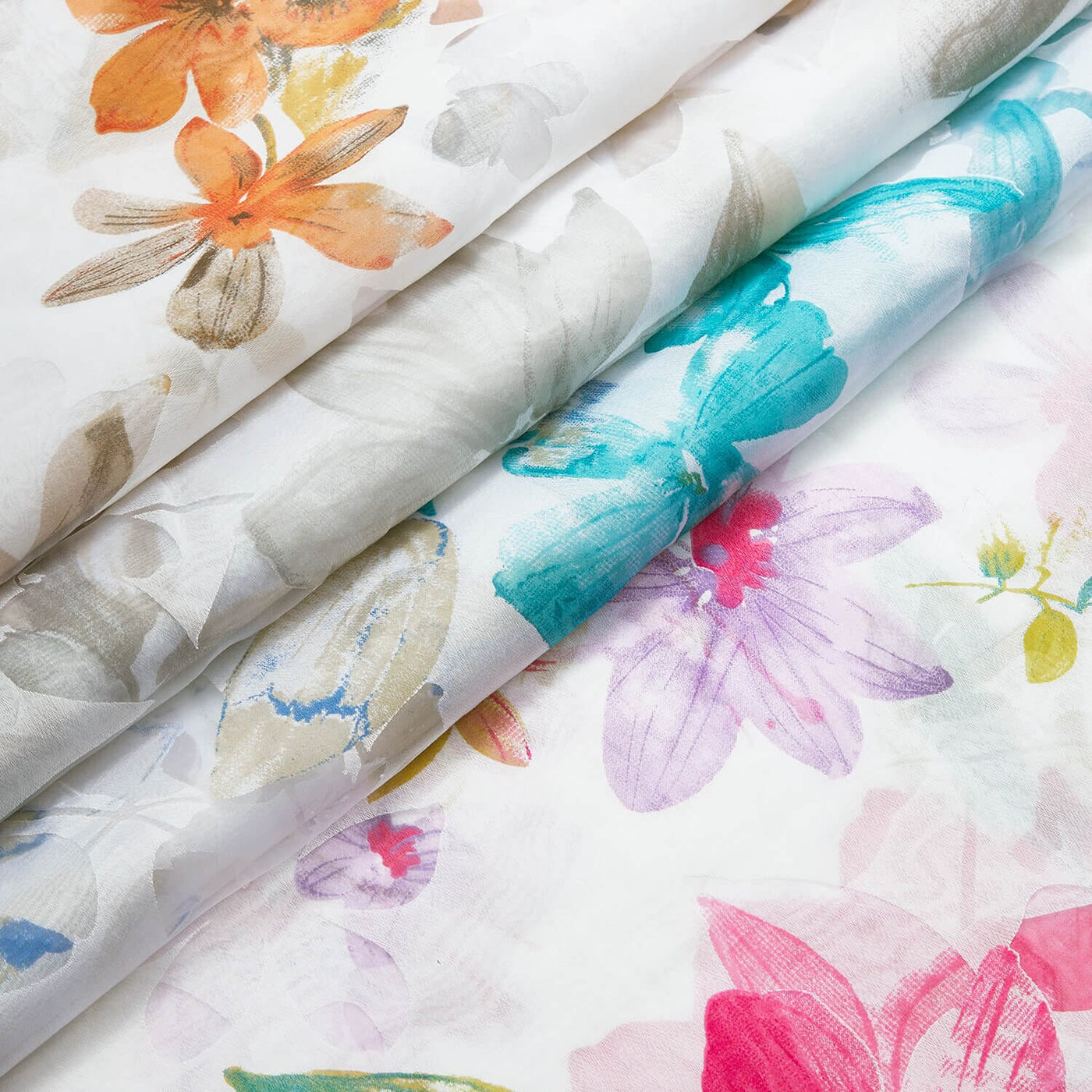 Leafy Flower Extra Wide Burnout Polyester Rayon Jacquard On Voile Fabric Group
