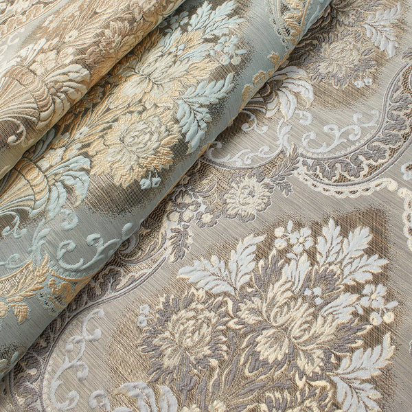 Floral Bouquet Extra Wide Metallic Damask Upholstery Jacquard