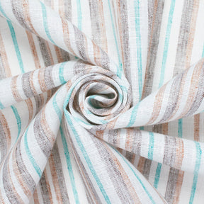 Multi Stripe Polyester Cotton Linen-Look