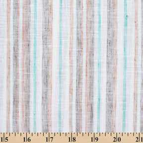 Multi Stripe Polyester Cotton Linen-Look